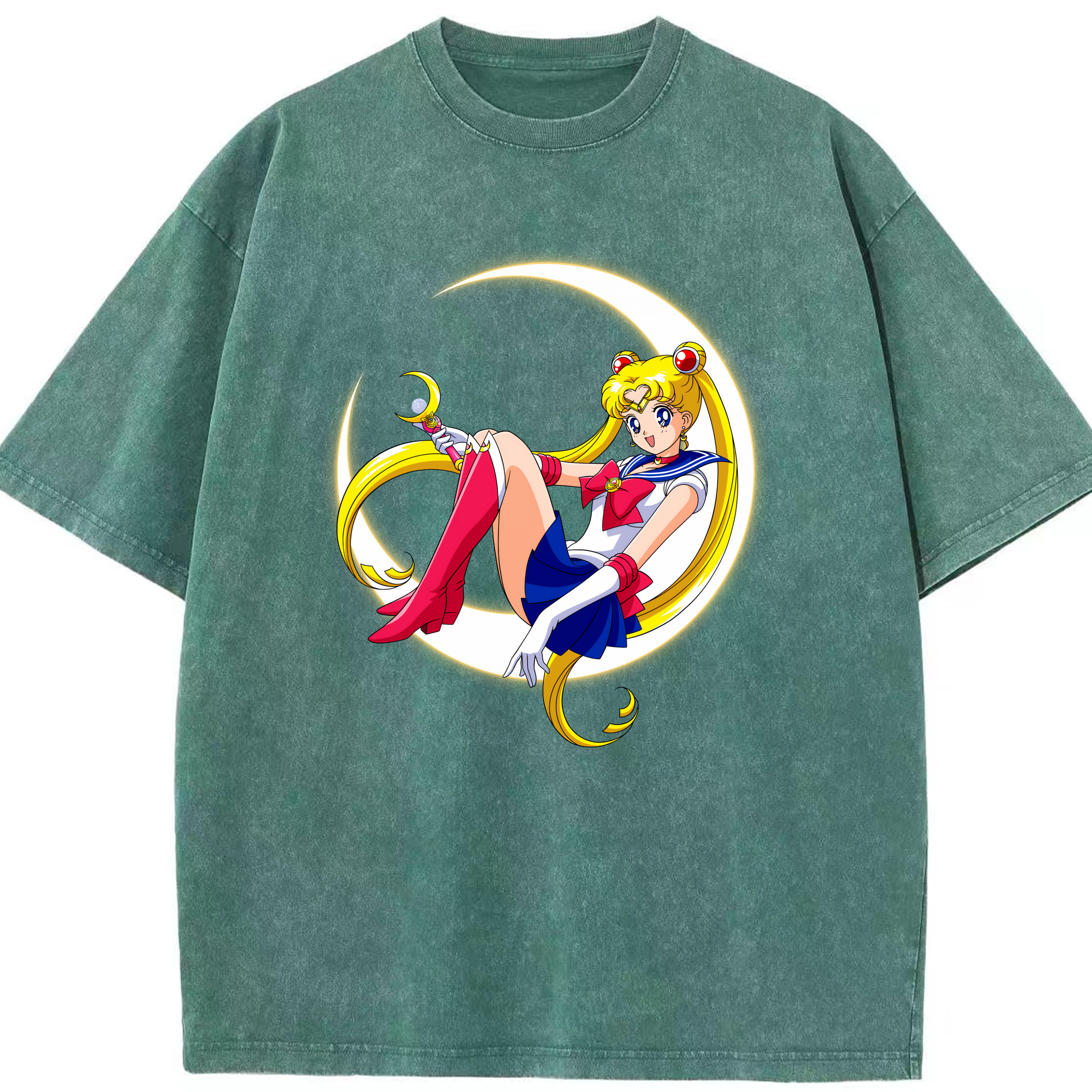 （画像用） 美少女戦士セーラームーン 月野 うさぎ つきの うさぎ Sailor Moon Tsukino Usagi 綿100% ヴィンテージ風 半袖Tシャツ（フロントプリント）